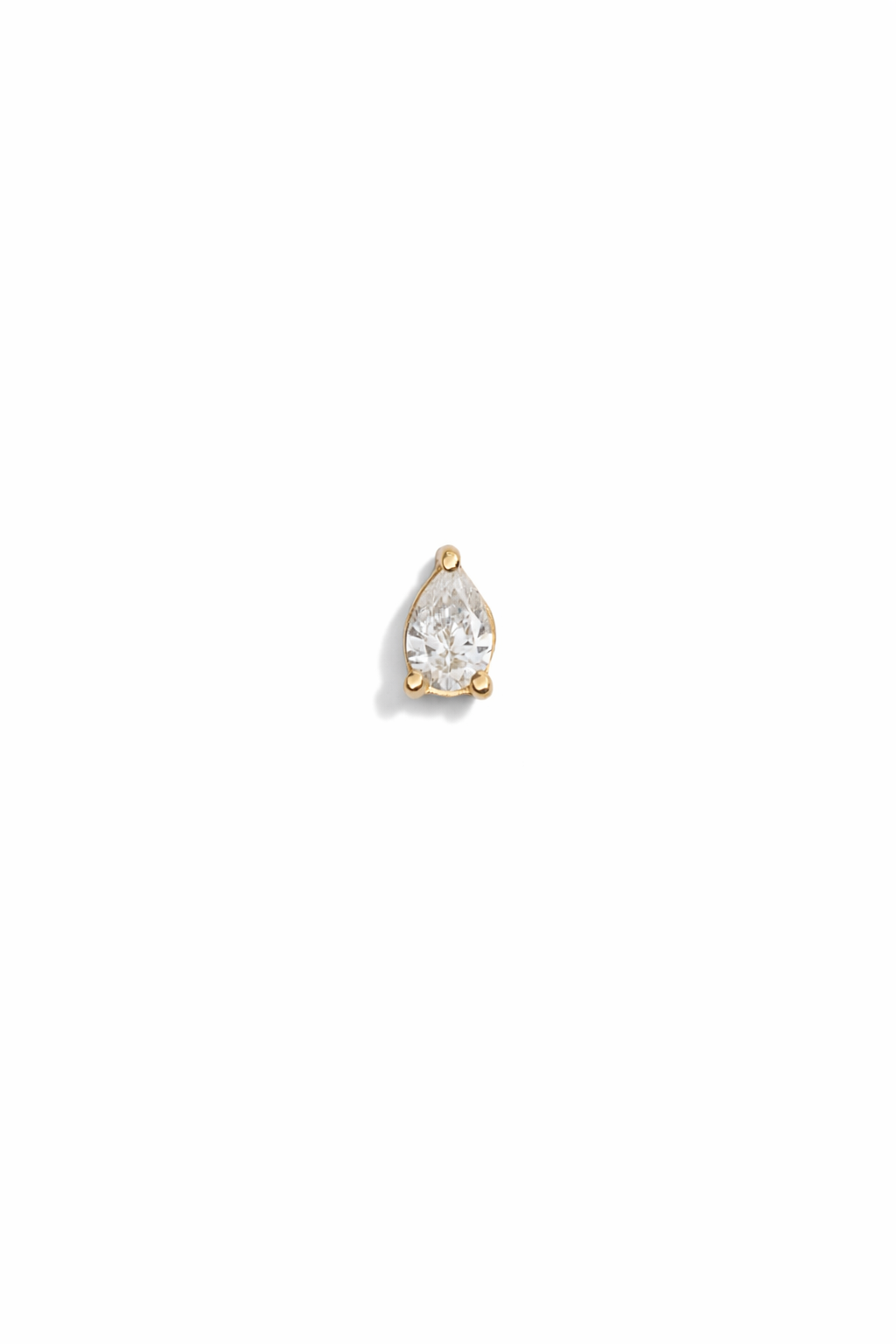 Pear Diamond Yellow Gold Stud
