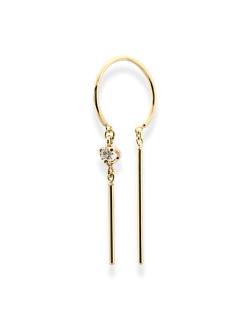 Diamond Chime Yellow Gold Hoop Earring