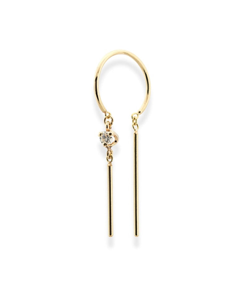 Diamond Chime Yellow Gold Hoop Earring