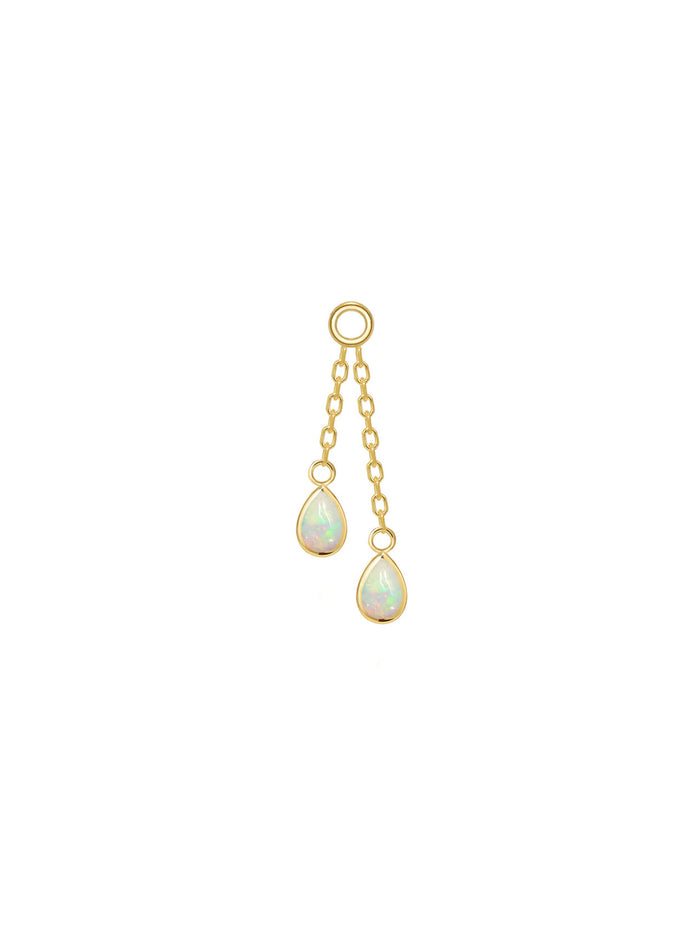 Double Pear Opal Bezel Yellow Gold Charm