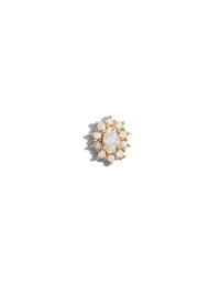 Oval Halo CZ Yellow Gold Threadless End