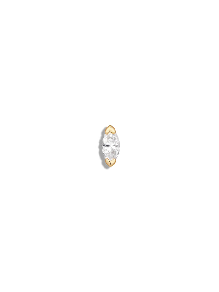 Single Marquise Moissanite Yellow Gold Threadless End