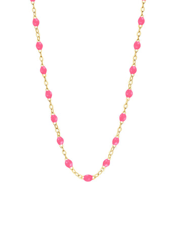 Classic Gigi Pink Resin Yellow Gold Necklace