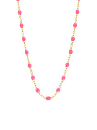 Classic Gigi Pink Resin Yellow Gold Necklace