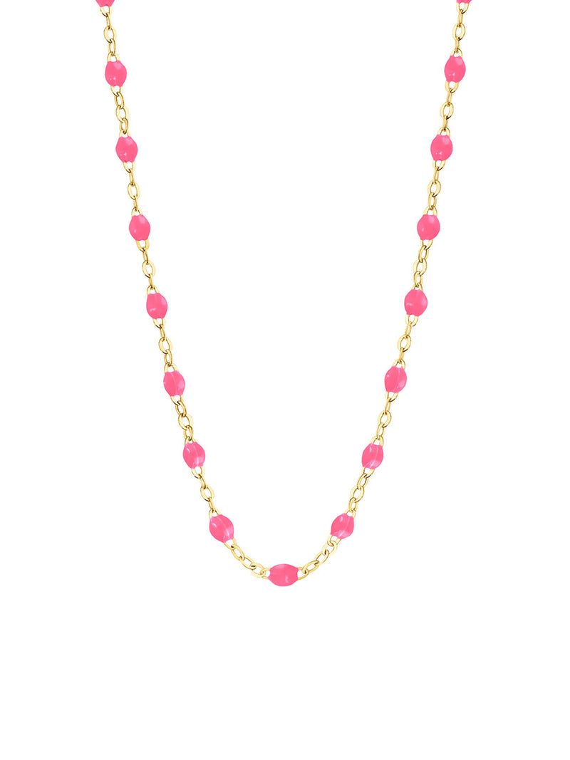 Classic Gigi Pink Resin Yellow Gold Necklace