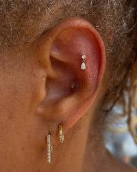 Happy CZ Yellow Gold Threadless Stud