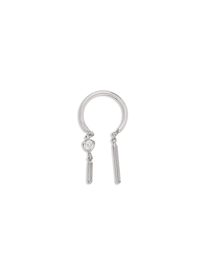 Diamond Baby Chime White Gold Hoop Earring