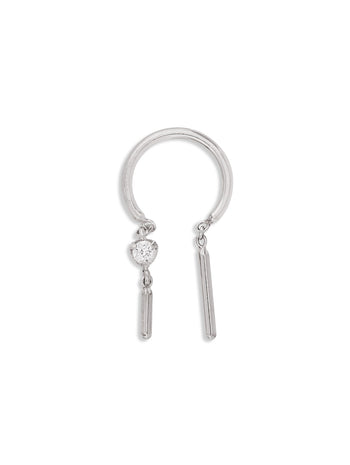 Diamond Baby Chime White Gold Hoop Earring