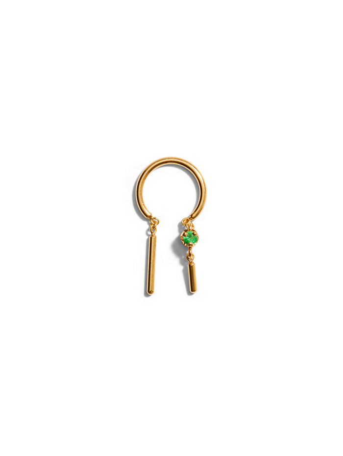 Emerald Baby Chime Yellow Gold Hoop Earring