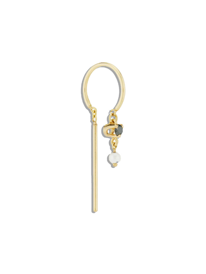 Black Diamond and Pearl Earring
