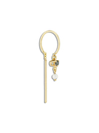 Black Diamond and Pearl Earring