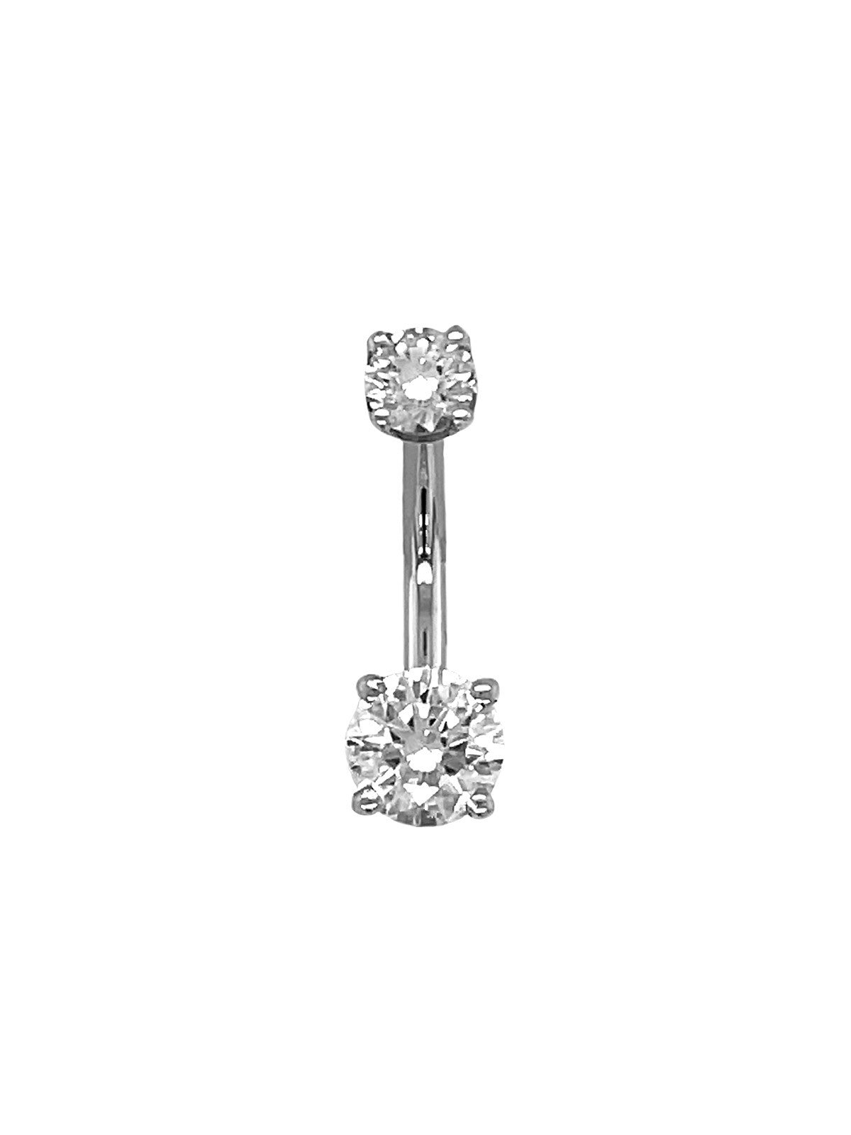 7/16" 4 Prong Round CZ White Gold Curved Barbell