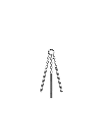 Triple Bar Wind Chime White Gold Charm