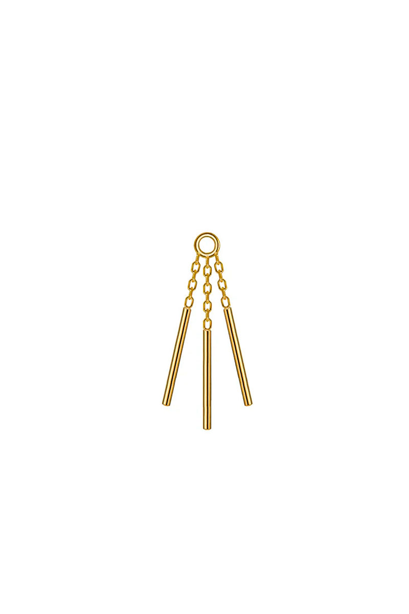 Triple Bar Wind Chime Yellow Gold Charm