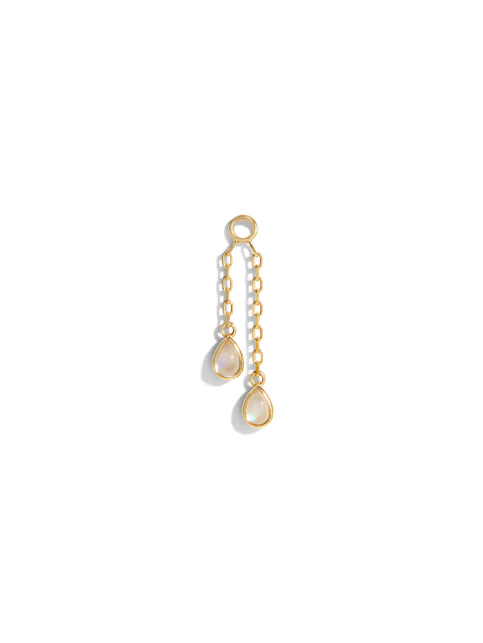 Double Pear Moonstone Bezel Yellow Gold Charm