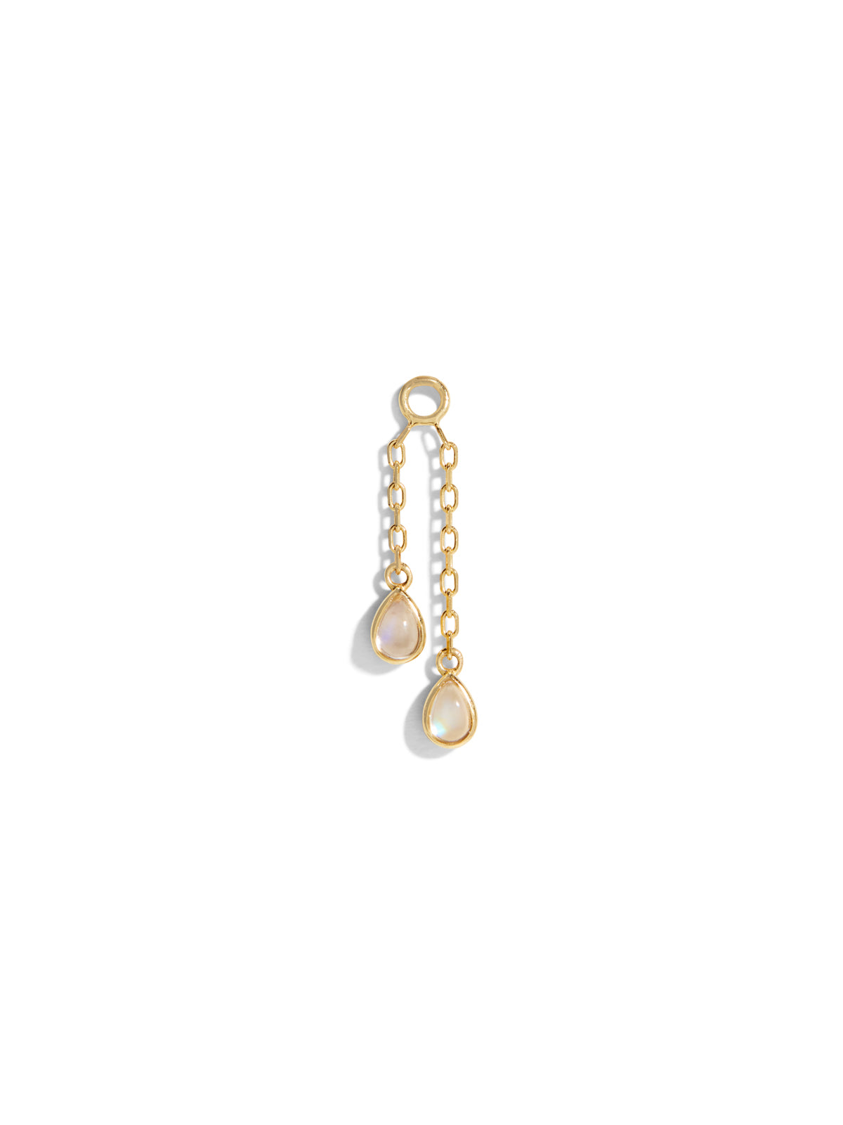 Double Pear Moonstone Bezel Yellow Gold Charm
