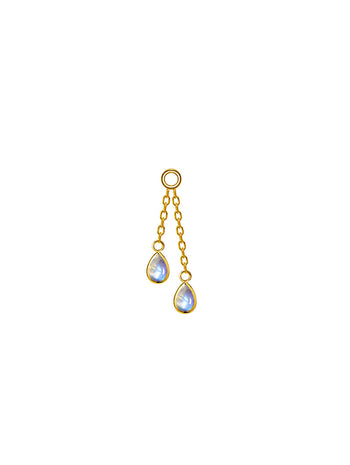 Double Pear Moonstone Bezel Yellow Gold Charm