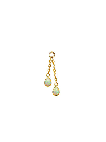 Double Pear Opal Bezel Yellow Gold Charm