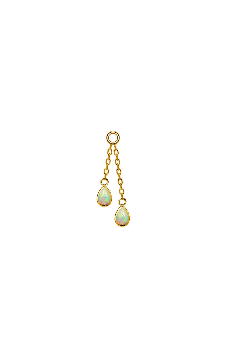 Double Pear Opal Bezel Yellow Gold Charm