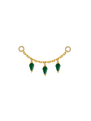 Green Chalcedony Dripping Yellow Gold Chain