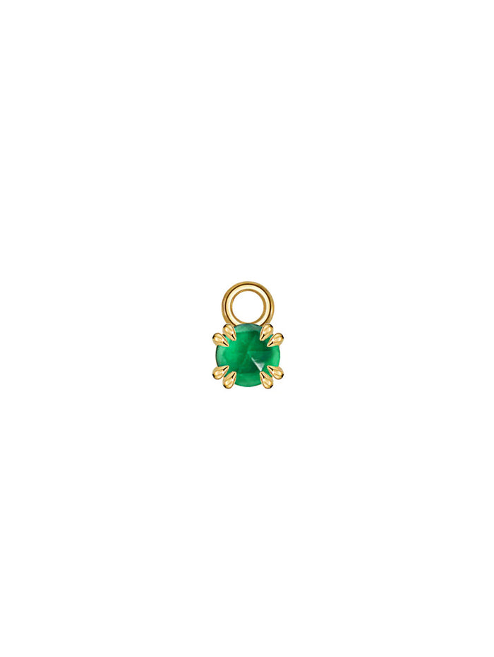 Rose Cut Green Chalcedony Yellow Gold Charm