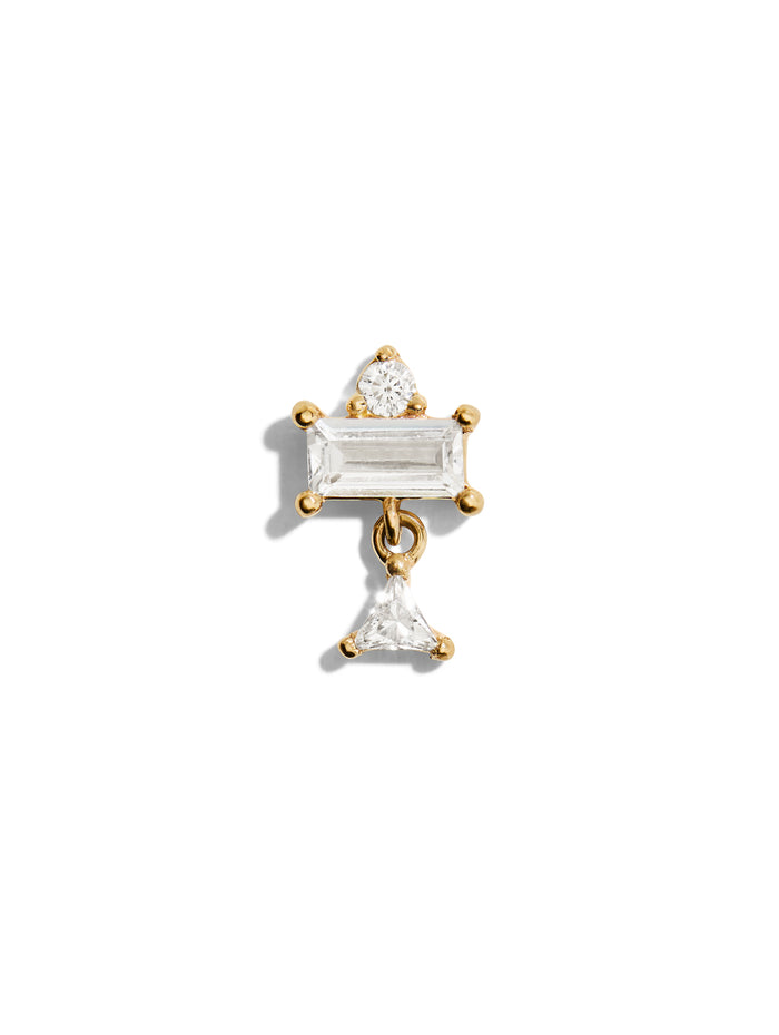 Allure CZ Yellow Gold Threadless Stud