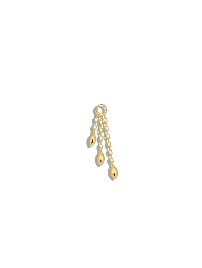 Triple Marquise Bead Drop Yellow Gold Charm