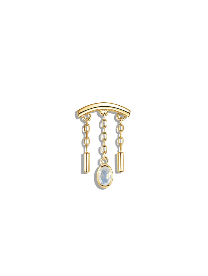 Dwiggi Moonstone Yellow Gold Bar End Stud