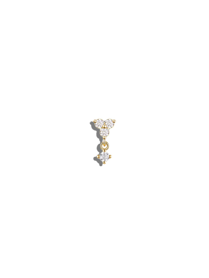 Romantic CZ Yellow Gold Threadless Stud