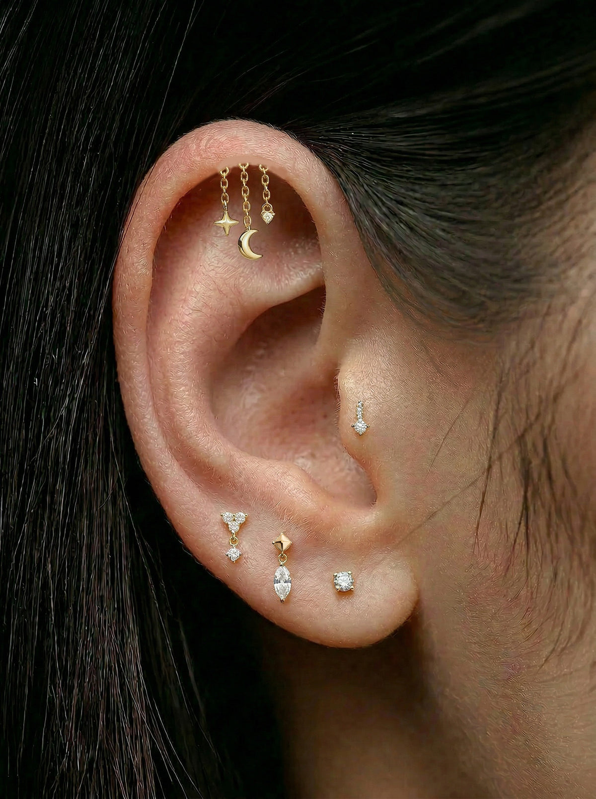 Snatched CZ White Gold Threadless Stud