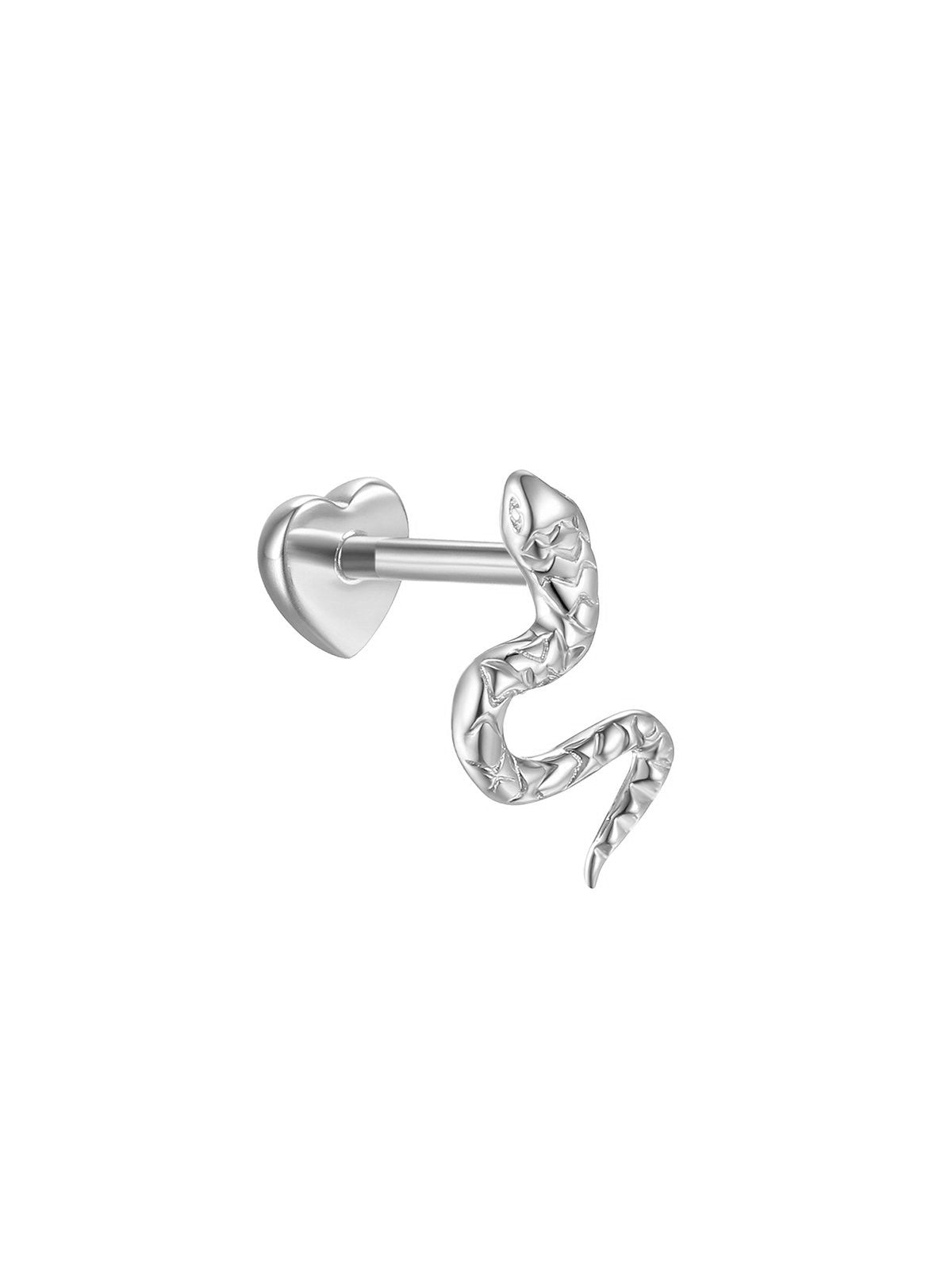 Serpent White Gold Threaded Stud