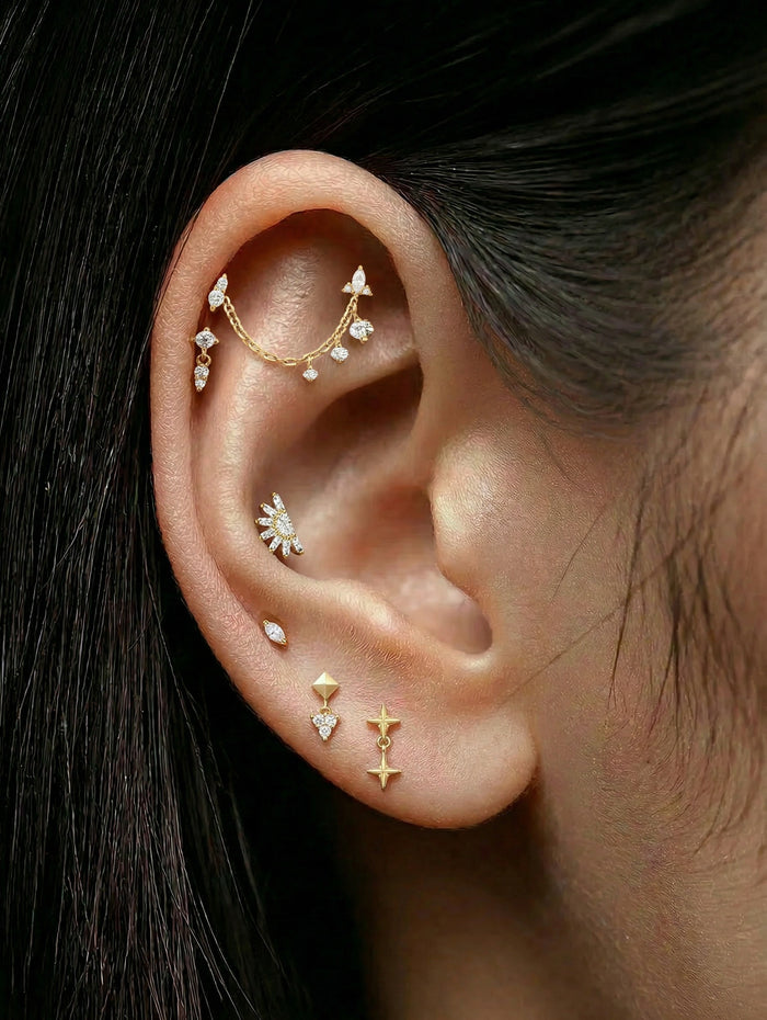 Single Marquise Moissanite White Gold Threadless End