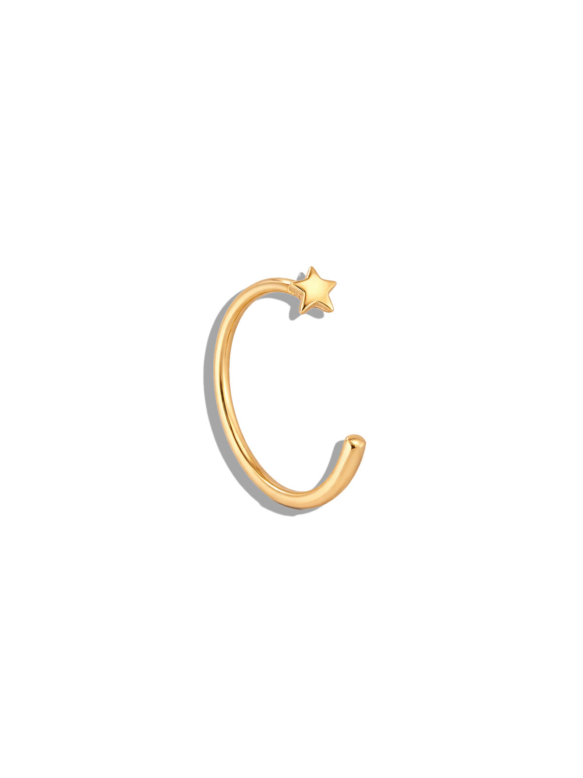 Star Motif Yellow Gold Huggie Hoop