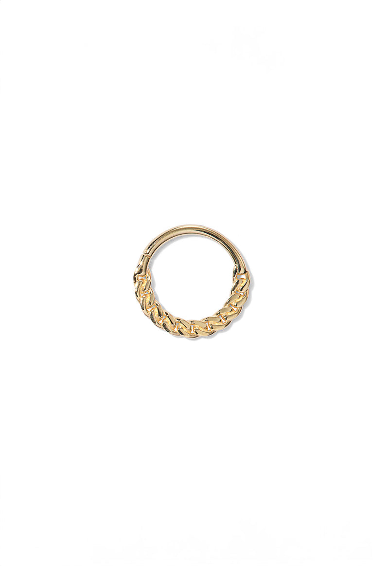 3/8" Flat Chain Yellow Gold Hoop Earring