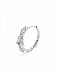 11mm Lab-Grown Diamond Cluster White Gold Single Hoop Earring