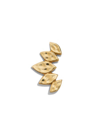 5 Hammered Marquise Curve Yellow Gold Stud