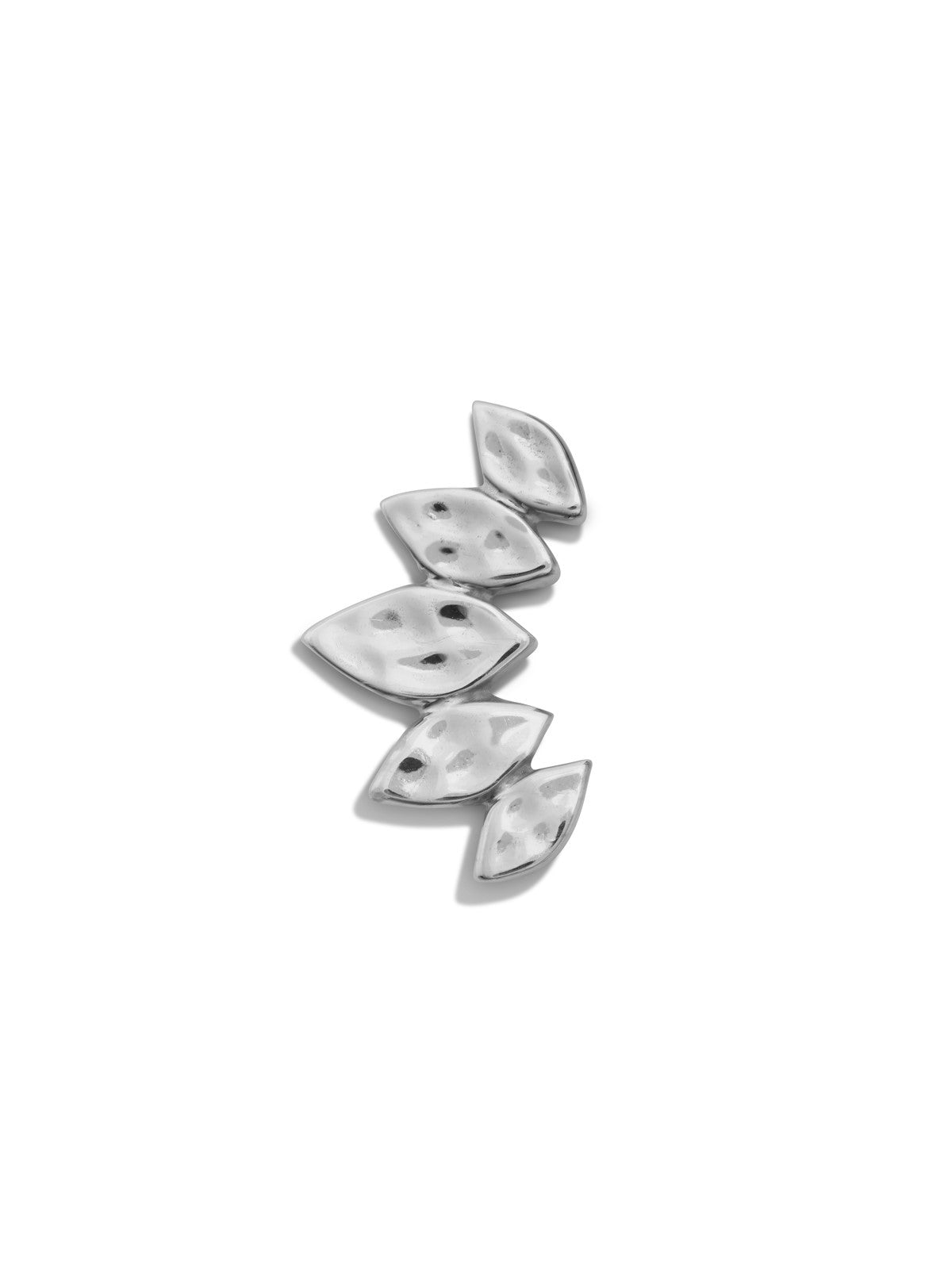 5 Hammered Marquise Curve White Gold Stud