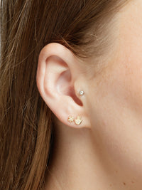 Diamond Hamsa Yellow Gold Single Stud