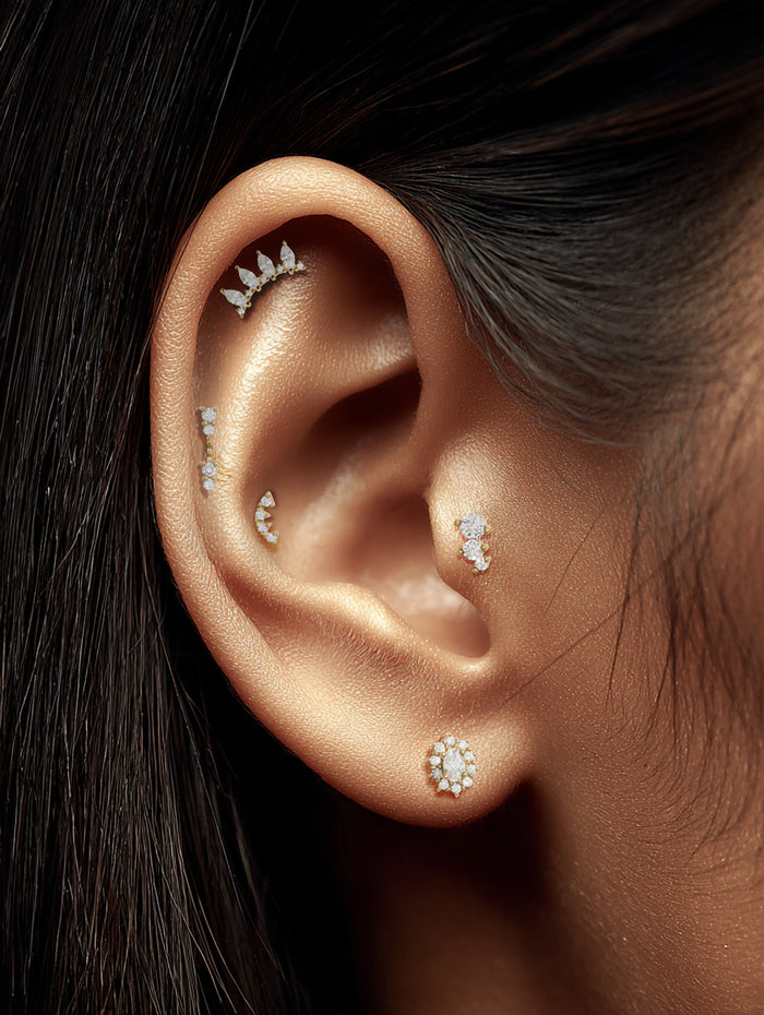 Tinker CZ Yellow Gold Threadless End