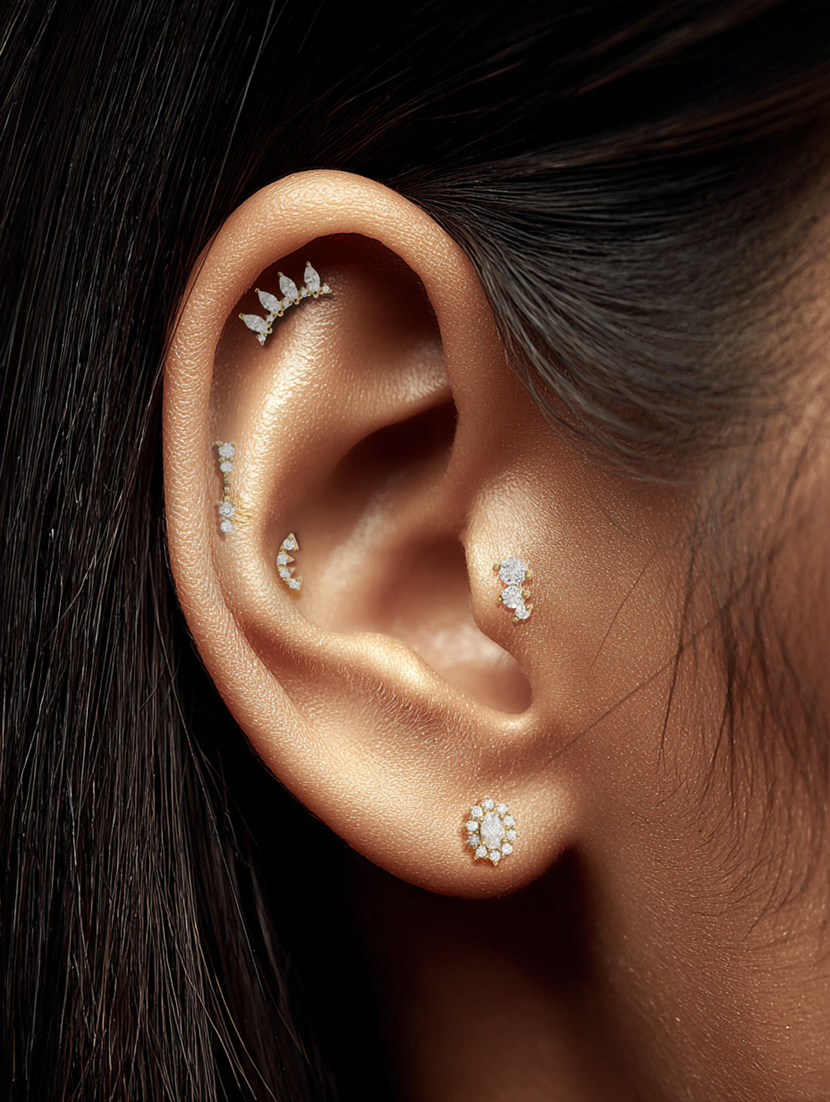 Tinker CZ Yellow Gold Threadless End
