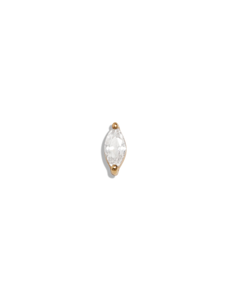 Small Diamond Marquise Yellow Gold Stud