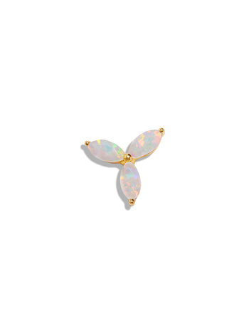 Three Opal Marquise Yellow Gold Single Stud