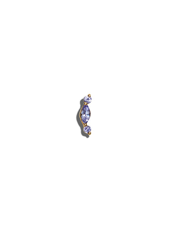 Tanzanite Round & Marquise Curve Yellow Gold Stud