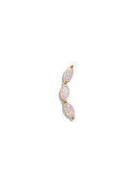 Three Opal Marquise Curve Yellow Gold Stud