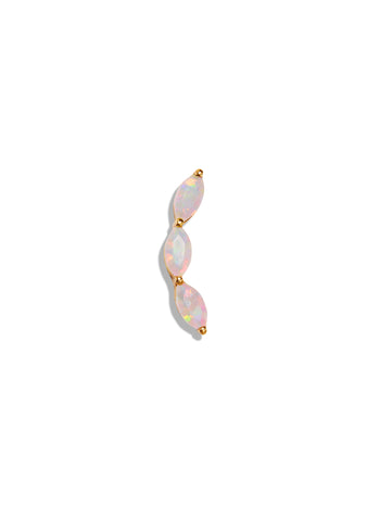 Three Opal Marquise Curve Yellow Gold Stud