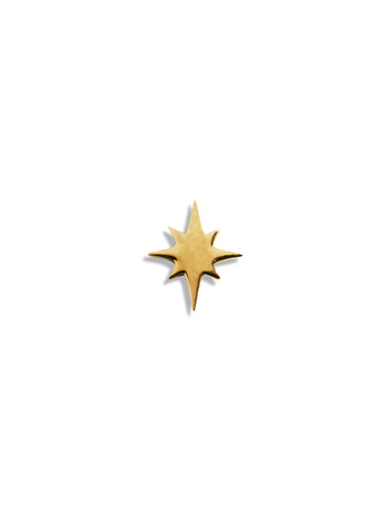 Starburst Motif Yellow Gold Single Stud Earring