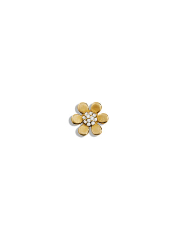 Pave Diamond Center Daisy Yellow Gold Stud