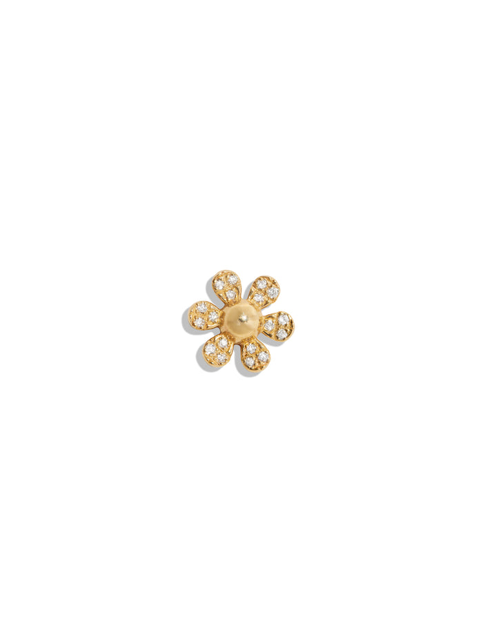 Pavé Diamond Daisy Yellow Gold Stud