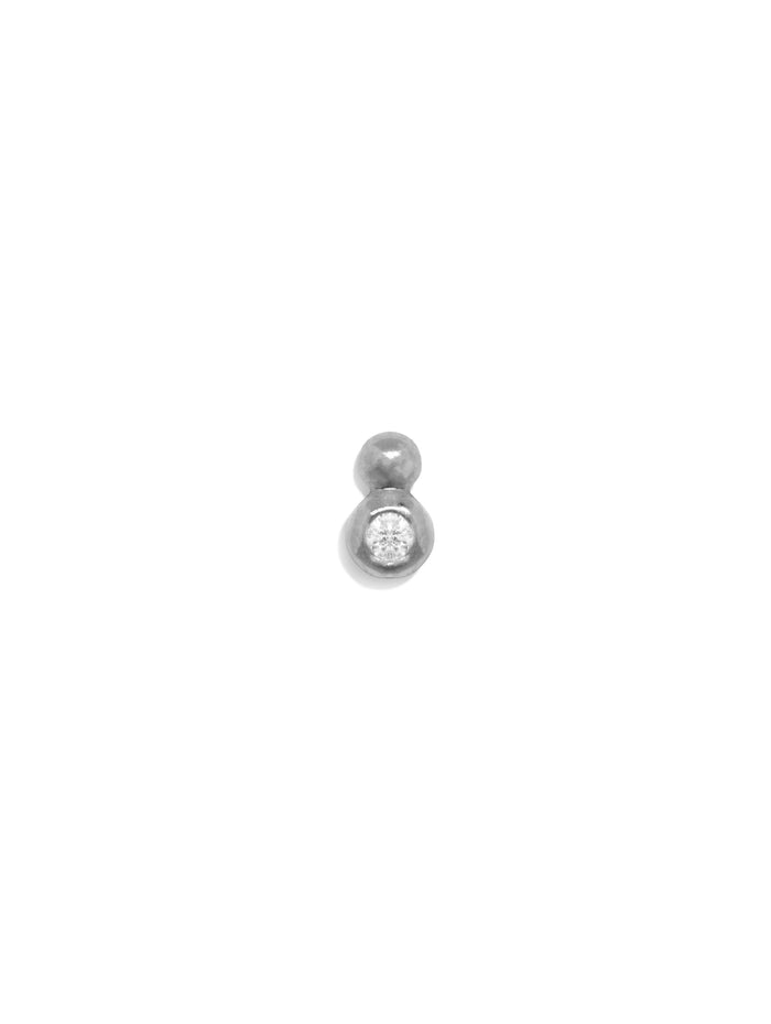 Diamond Double Ball Stud White Gold Stud
