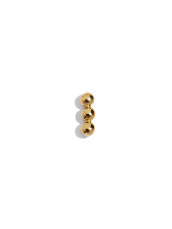 Three Ball Bar Yellow Gold Single Stud Earring